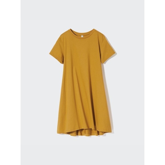 Uniqlo Dresses & Skirts - Uniqlo AIRism Cotton T Shirt Dress Midi Mustard Yellow Size S